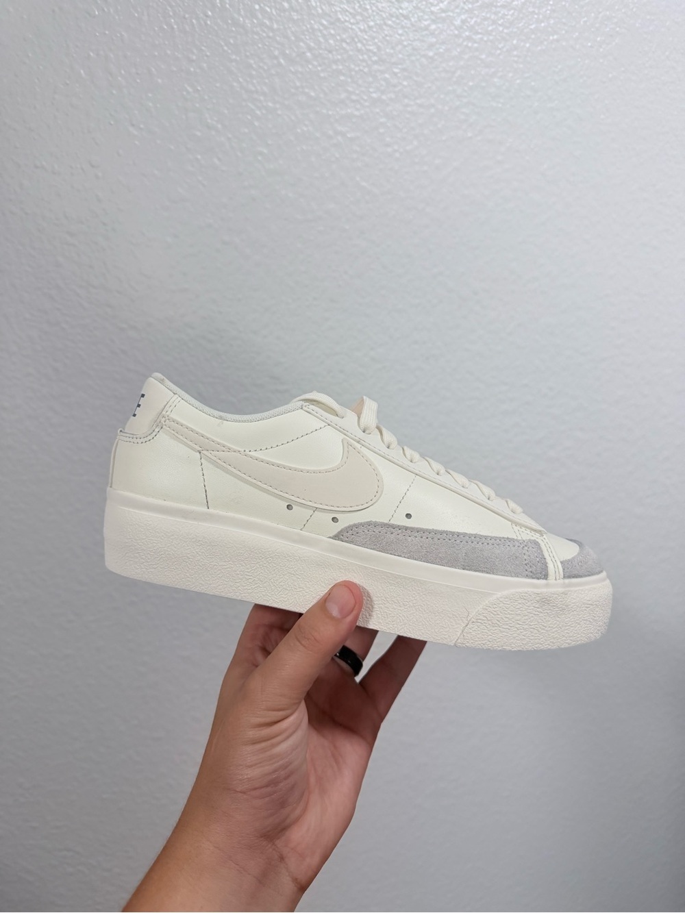 Nike Women’s Low-Top Platform Sneakers - Cream & Light Gray Suede